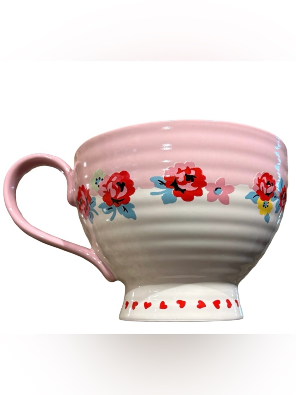 CATH KIDSTON NWT Pink Heart & Floral ceramic mug 11.5oz
